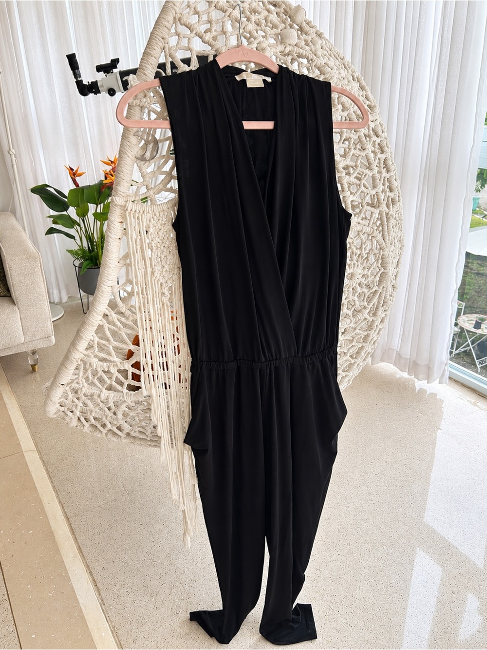 MICHAEL Michael Kors Black Sleeveless Draped Jumpsuit